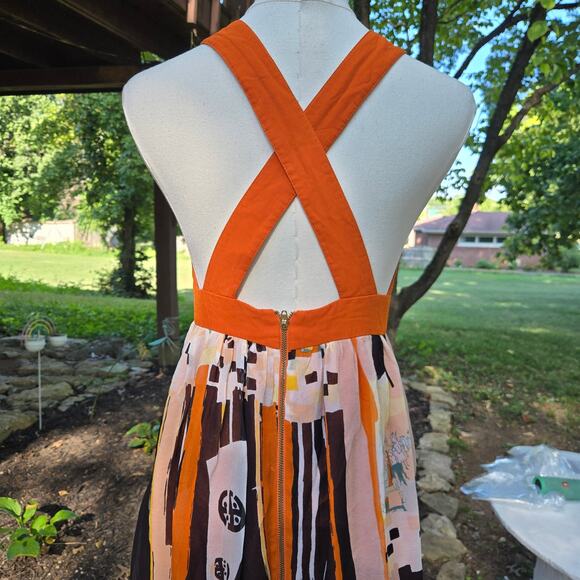 French Connection Italian Summer Tennis core Boho Babydoll Maxi Dress Size 4 - Picture 7 of 12